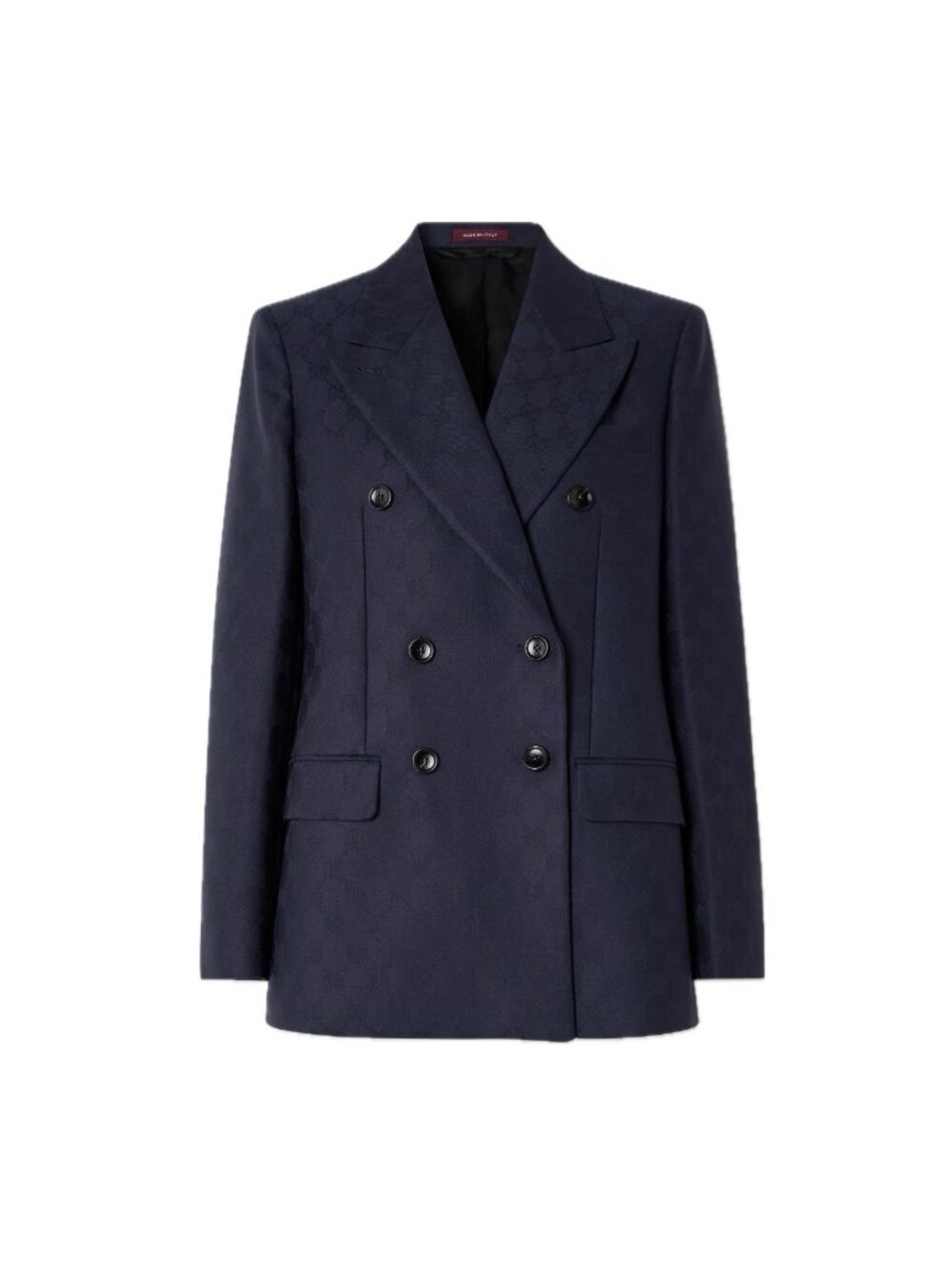 Gucci Double-Breasted Dry Wool GG Jacquard Blazer Ink Navy IT38 797063